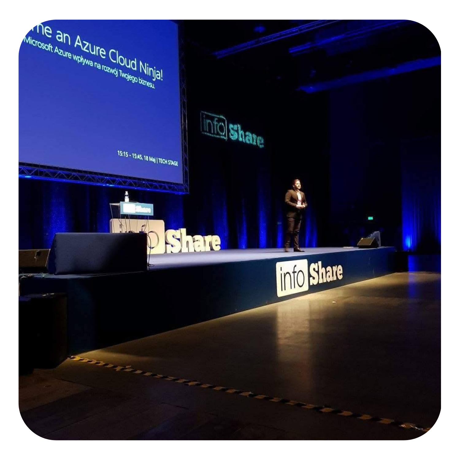 Wystąpienie na konferencji infoShare — prezentacja na głównej scenie